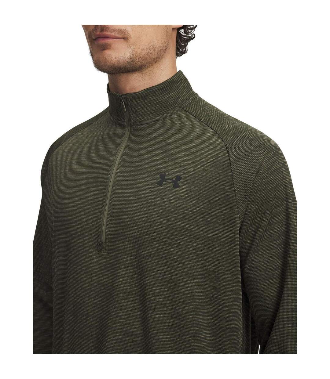 Mens Tech Textured Half Zip Top Green Under Armour-2
