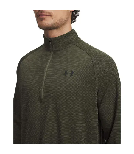 Mens Tech Textured Half Zip Top Green Under Armour
