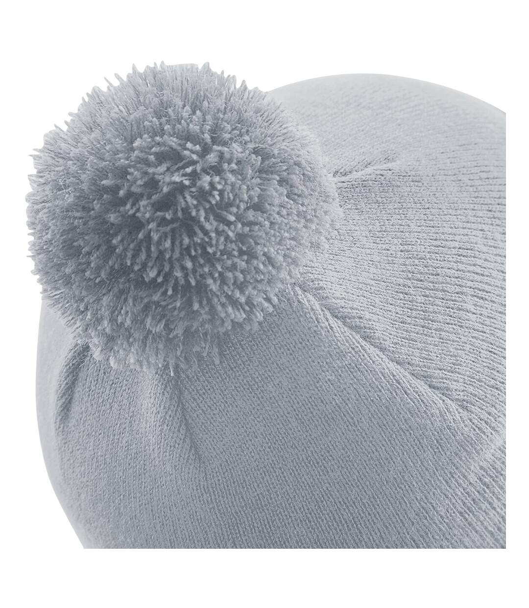 Bonnet avec pompon adulte unisexe gris clair Beechfield-2