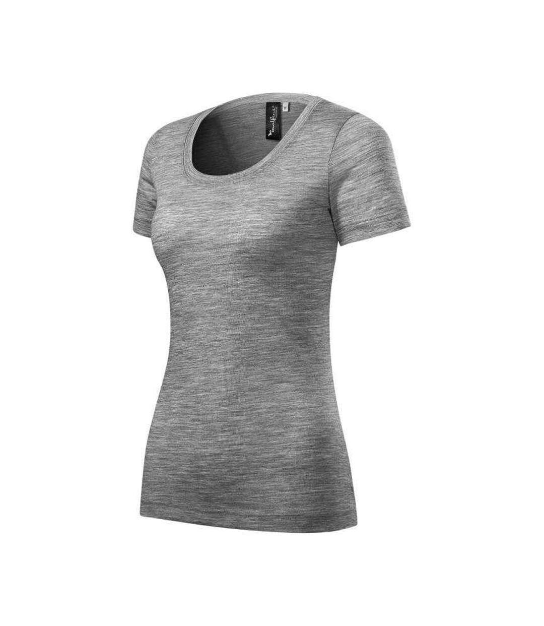 T-shirt Merino Rise Femme Gris Malfini-3