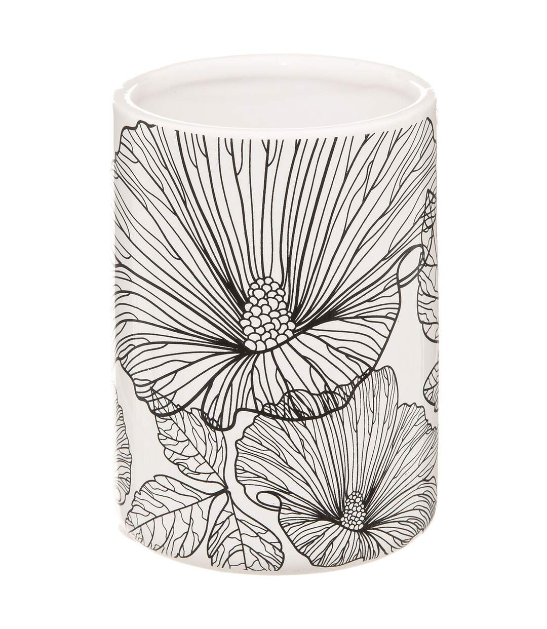 Gobelet Blackflora en Grès - Noir et Blanc-1