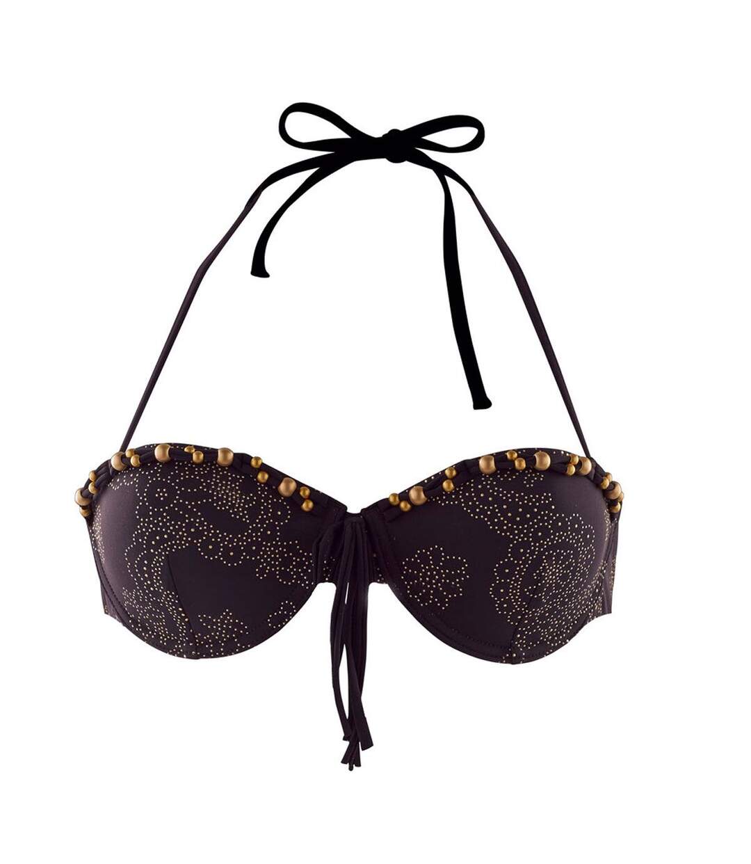 Haut de maillot balconnet noir/or Festive-1