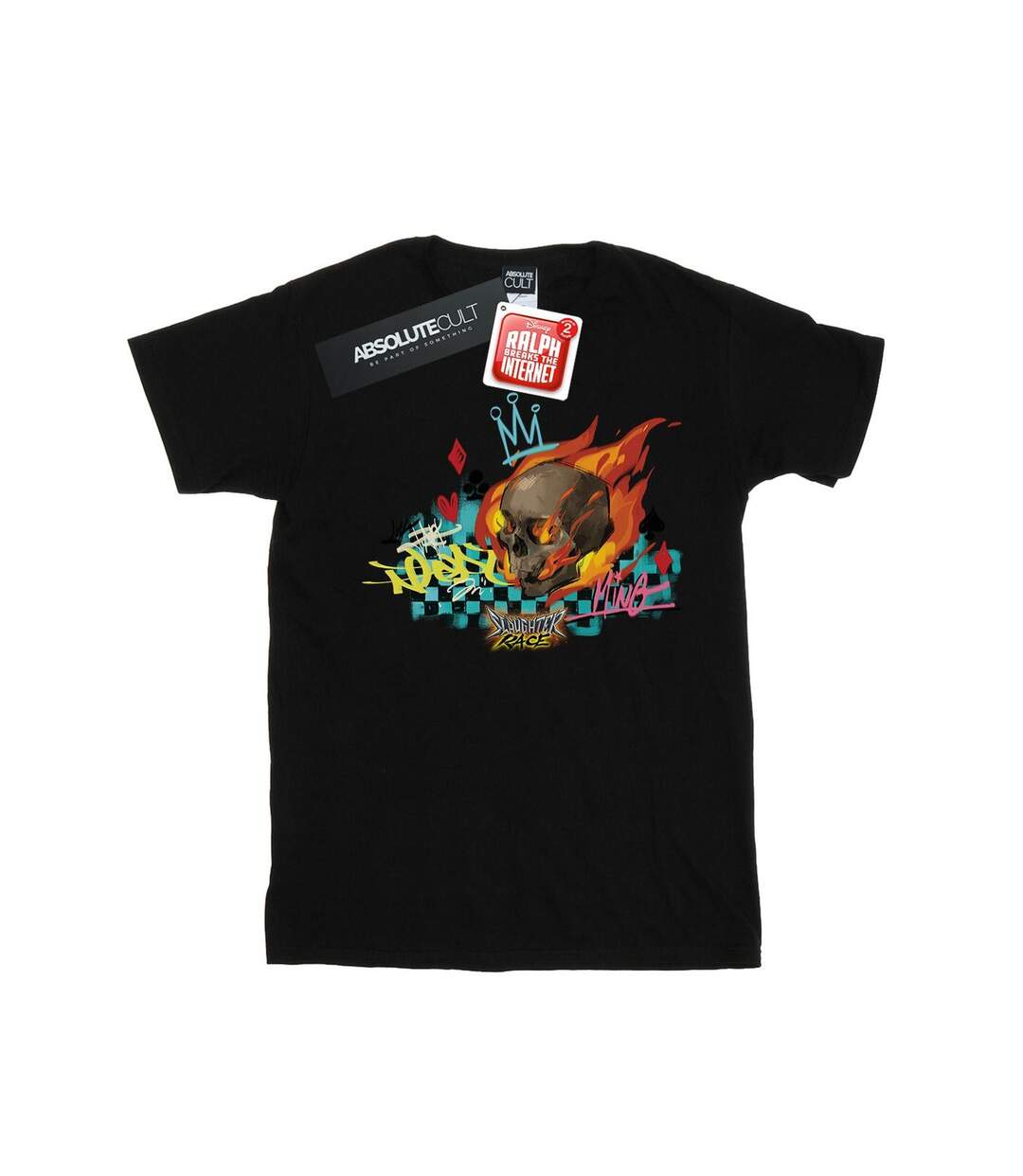 Disney Womens/Ladies Wreck It Ralph Race Skull Cotton Boyfriend T-Shirt (Noir) - UTBI51639-1