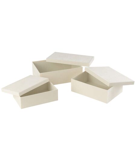 Lot de 3 Boîtes de Rangement Vaughn 36cm Blanc