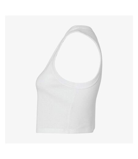 Womens/ladies plain micro-rib muscle crop top solid white Bella + Canvas