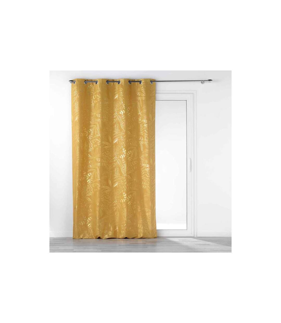 Rideau à Œillets Imprimé Belflor 140x260cm Jaune-1
