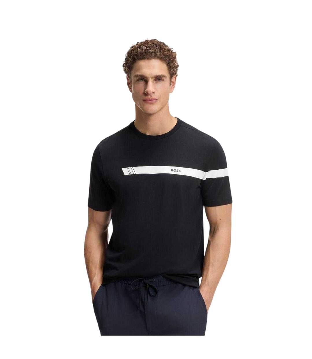 Mens Colour Stripe Regular T-shirt Dark Blue Boss-4