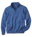 Blau melierter Pullover mit Strehkragen