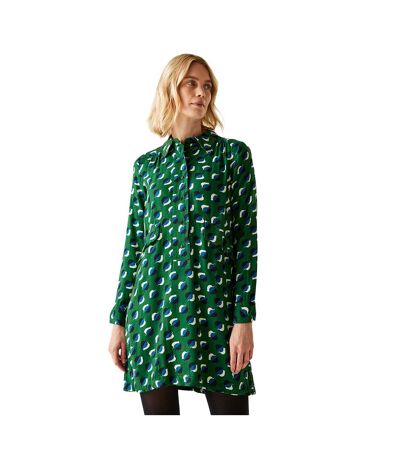 Womens/ladies Orla Kiely Sunflower Casual Dress Shadow Elm Emerald Regatta