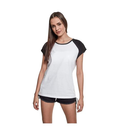 T-shirt Manches Raglan Motif/style Contrasté Femme Blanc Noir Urban Classics