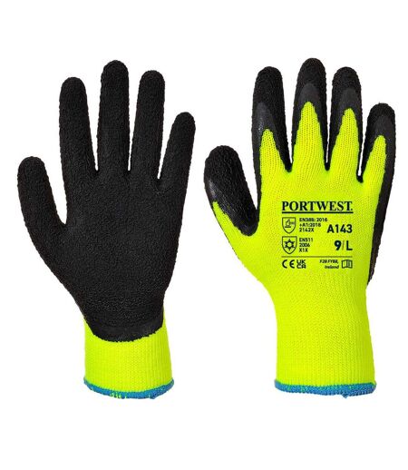 Unisex adult a143 thermal soft grip gloves l yellow/black Portwest