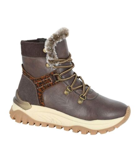 Womens/ladies Acilia Leopard Print Ankle Boots Brown Cipriata