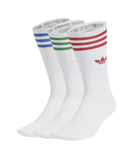 X3 paires de chaussettes blanc/bleu mixte adidas high crew sock