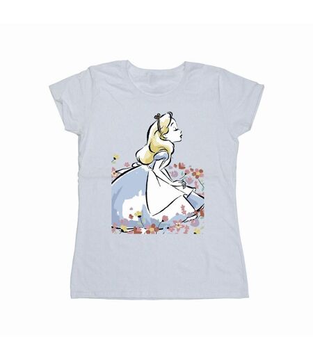 Disney Femme/Ladies Alice In Wonderland - T-shirt en coton avec croquis de fleurs (Blanc) - UTBI7084