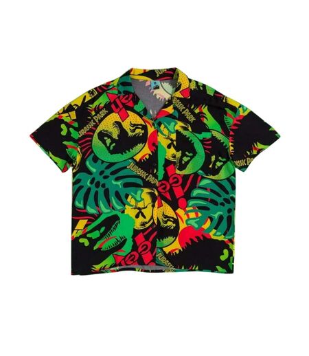 Unisex Adult Button-down Short-sleeved Shirt Multicoloured Jurassic Park