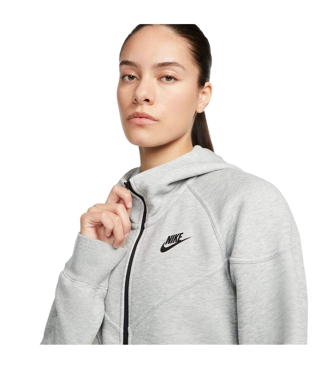 Womens/ladies Windrunner Tech Fleece Full Zip Hoodie Grey Nike-3