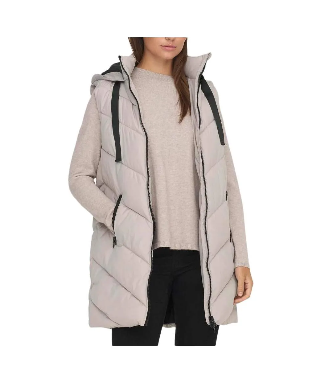 Doudoune sans manche beige femme jdy padded waistcoat-1
