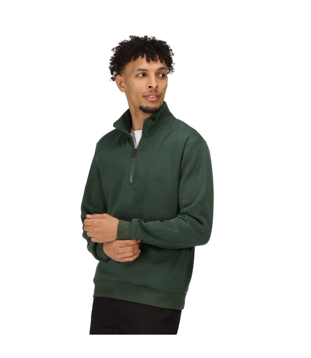 Mens Quarter Zip Sweatshirt Dark Green Regatta Professional-4