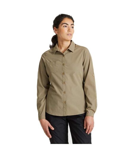 Womens/ladies Expert Kiwi Long-sleeved Shirt Pebble Craghoppers
