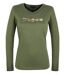 Mayflower NERVAL4 : Tee-shirt femme manches longues vert olive avec petit col V-5