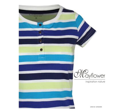 Tee-shirt Mayflower Diwane2 style marinière : le classique boutonné 100% coton