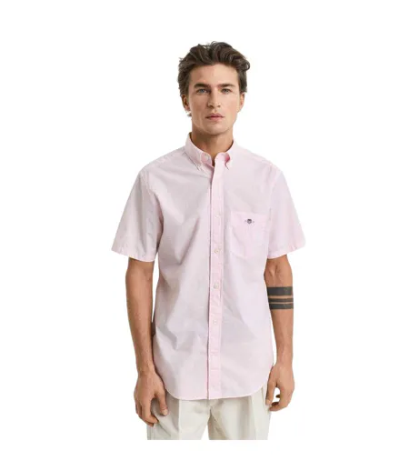Chemise Manches Courtes Homme Rose Clair Gant
