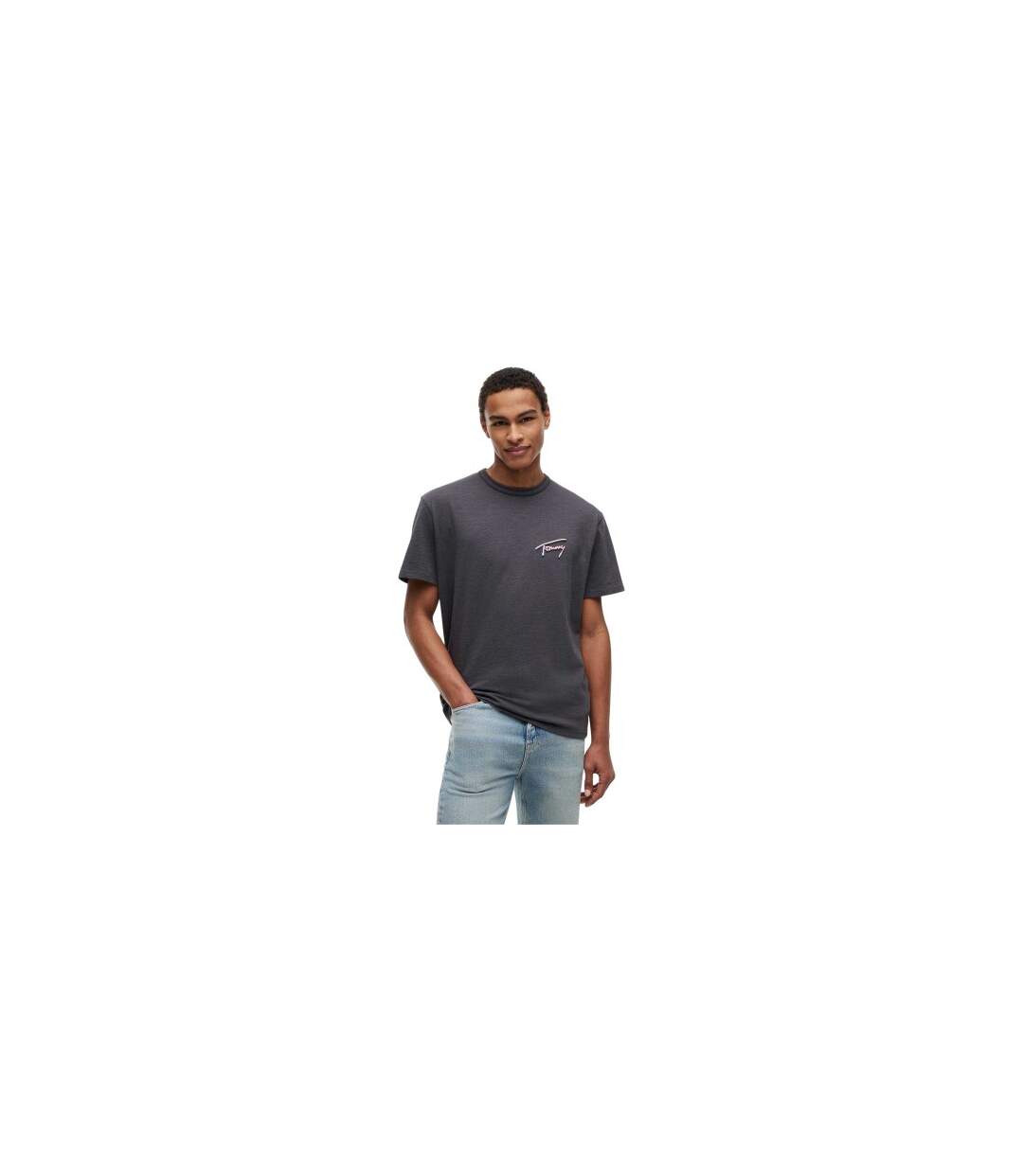 T-shirt Motif/style Signature Homme Noir Délavé Tommy Jeans-1