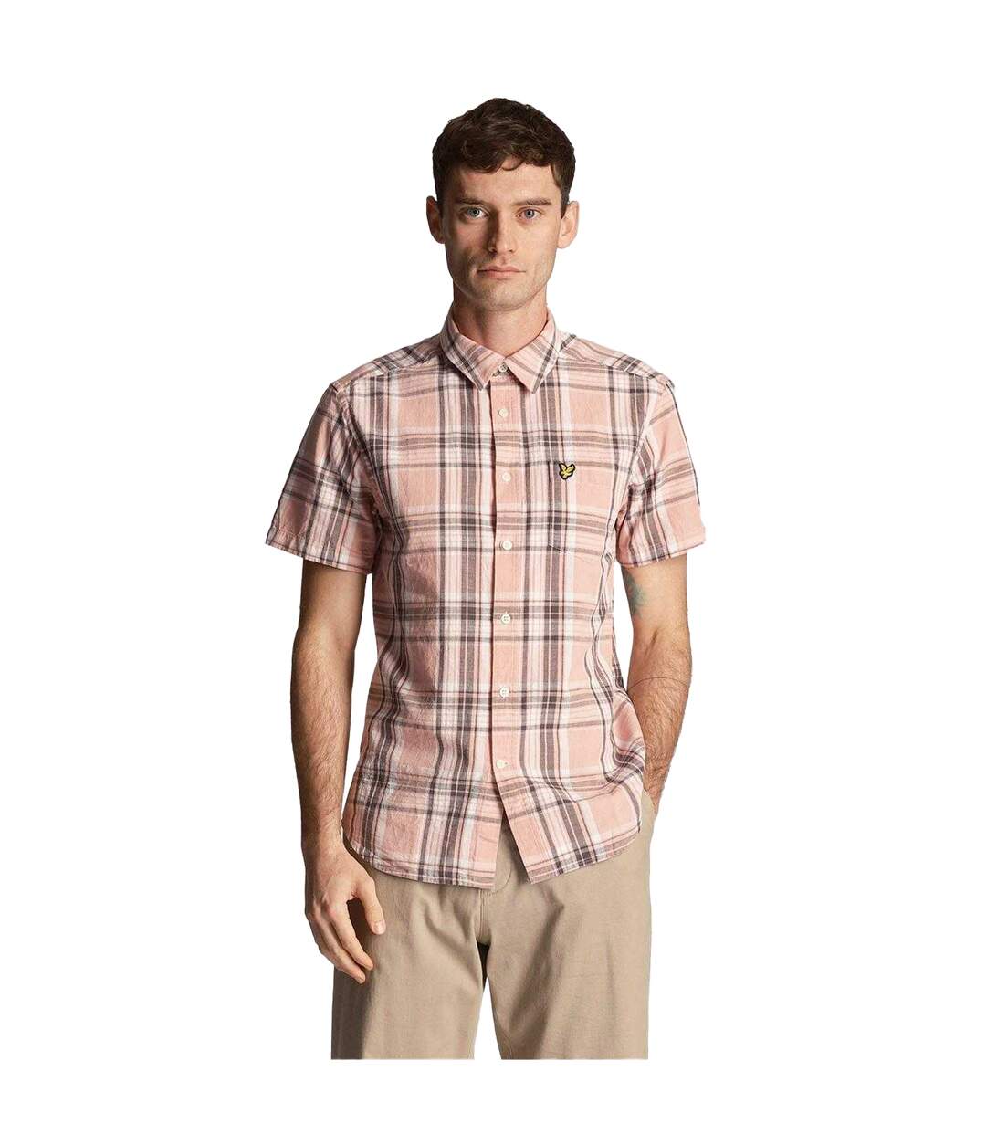 Chemise Manches Courtes Style À Carreaux Homme Rose Lyle & Scott-2