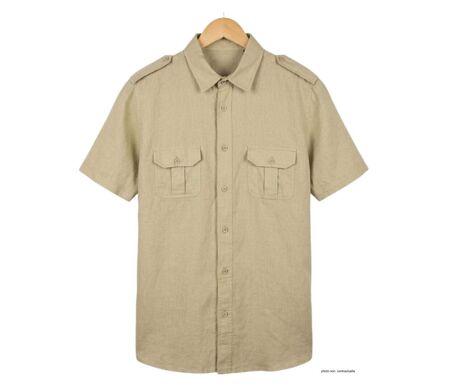MAYFLOWER MAY DAY : Chemisettestte homme beige style safari en lin et coton