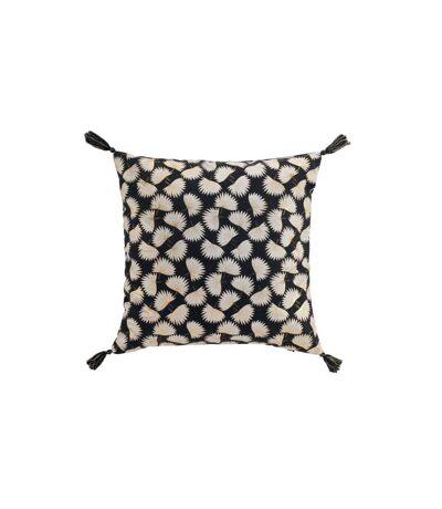Coussin Déco à Pompons Tosane 45x45cm Noir