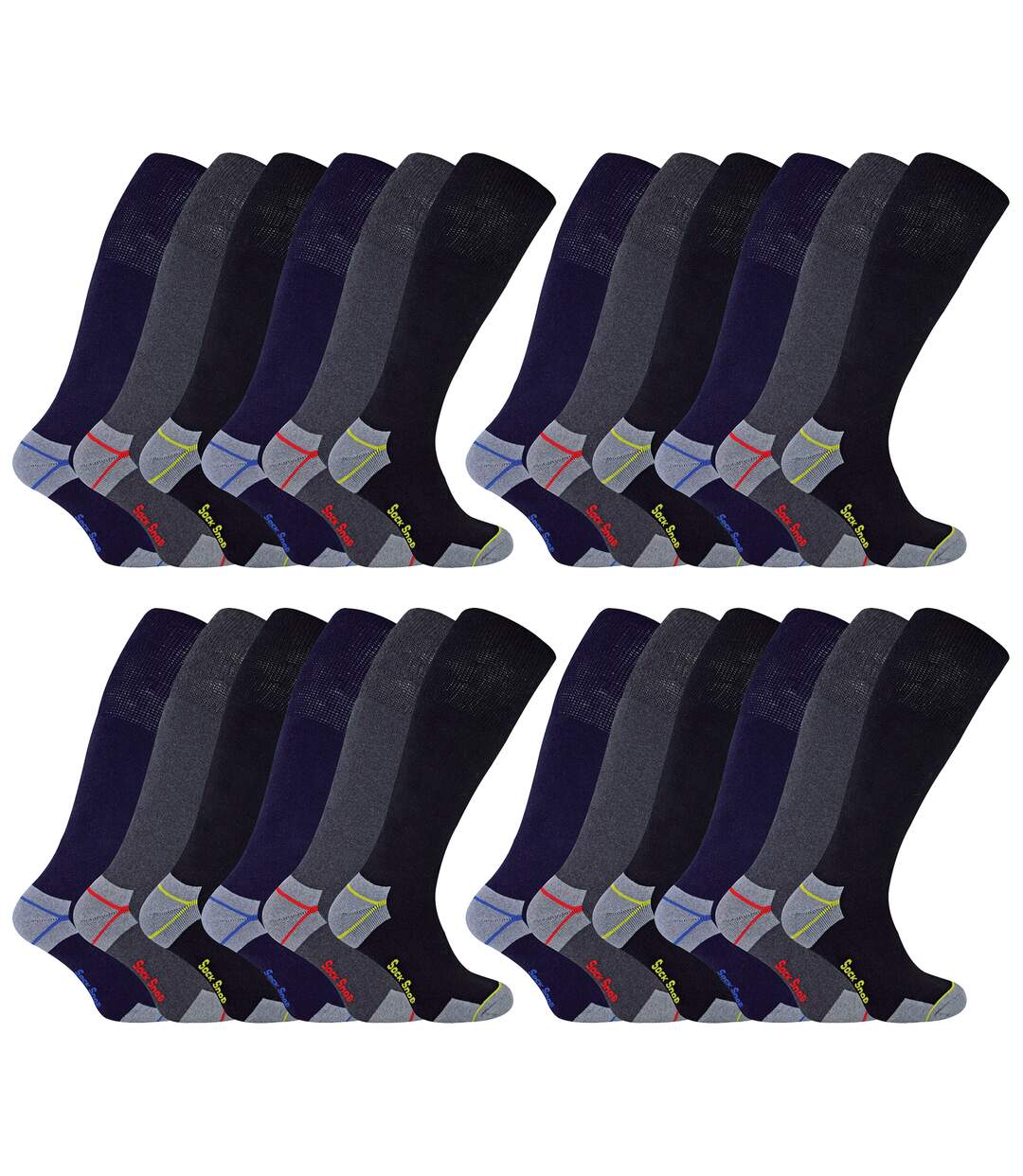 24 Pairs Mens Durable Knee High Work Socks-1