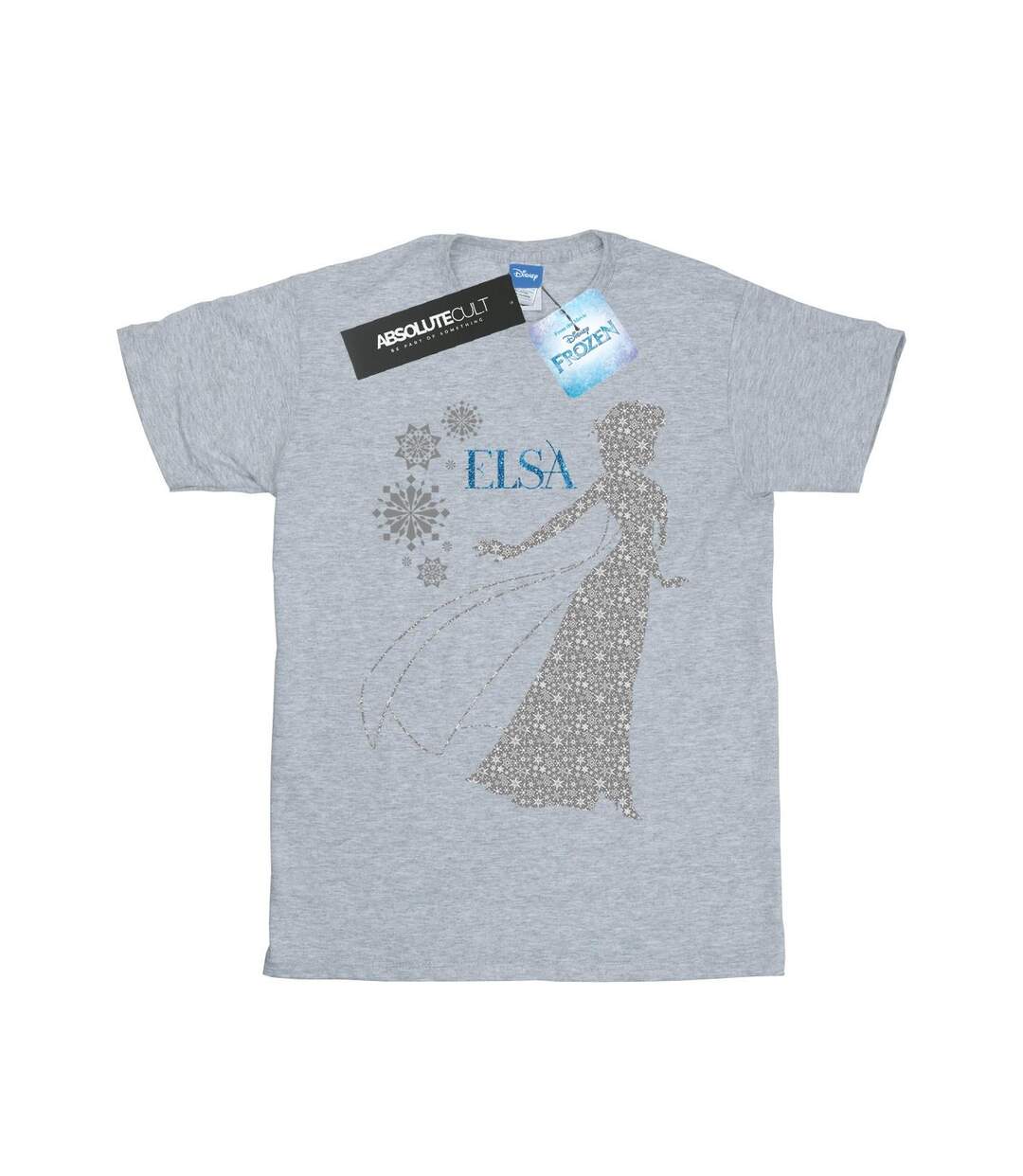 Disney Womens/Ladies Frozen Elsa Christmas Silhouette Cotton Boyfriend T-Shirt (Gris sportif) - UTBI24670-1