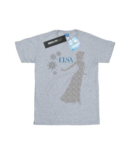 Disney Womens/Ladies Frozen Elsa Christmas Silhouette Cotton Boyfriend T-Shirt (Gris sportif) - UTBI24670