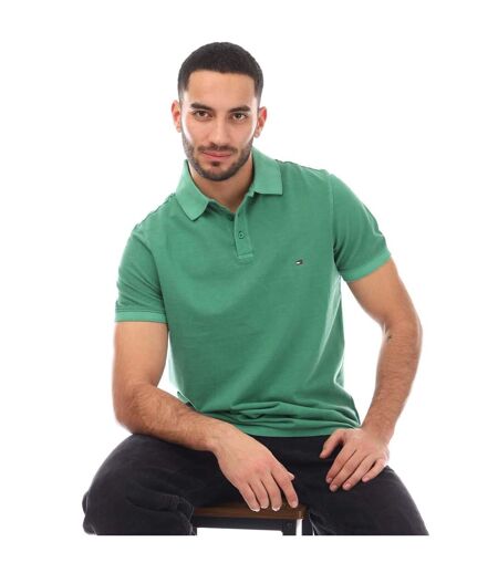 Mens Garment Dyed Regular Polo Shirt Green Tommy Hilfiger