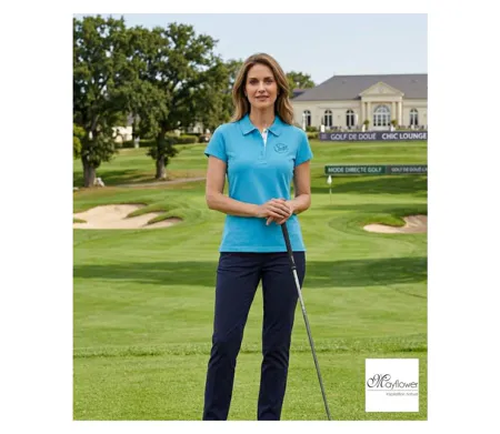 Polo MAYFLOWER LEONOR1 bleu en maille piquée : le style sport-chic