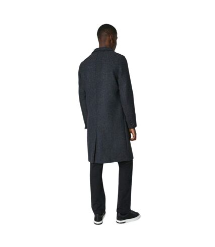 Mens textured wool three button overcoat charcoal Burton