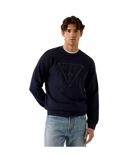 Sweat Motif/style En Relief Homme Bleu Guess