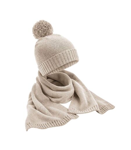 Ensemble Écharpe Et Bonnet Taille Unique Blanc Cassé Tacheté Beechfield