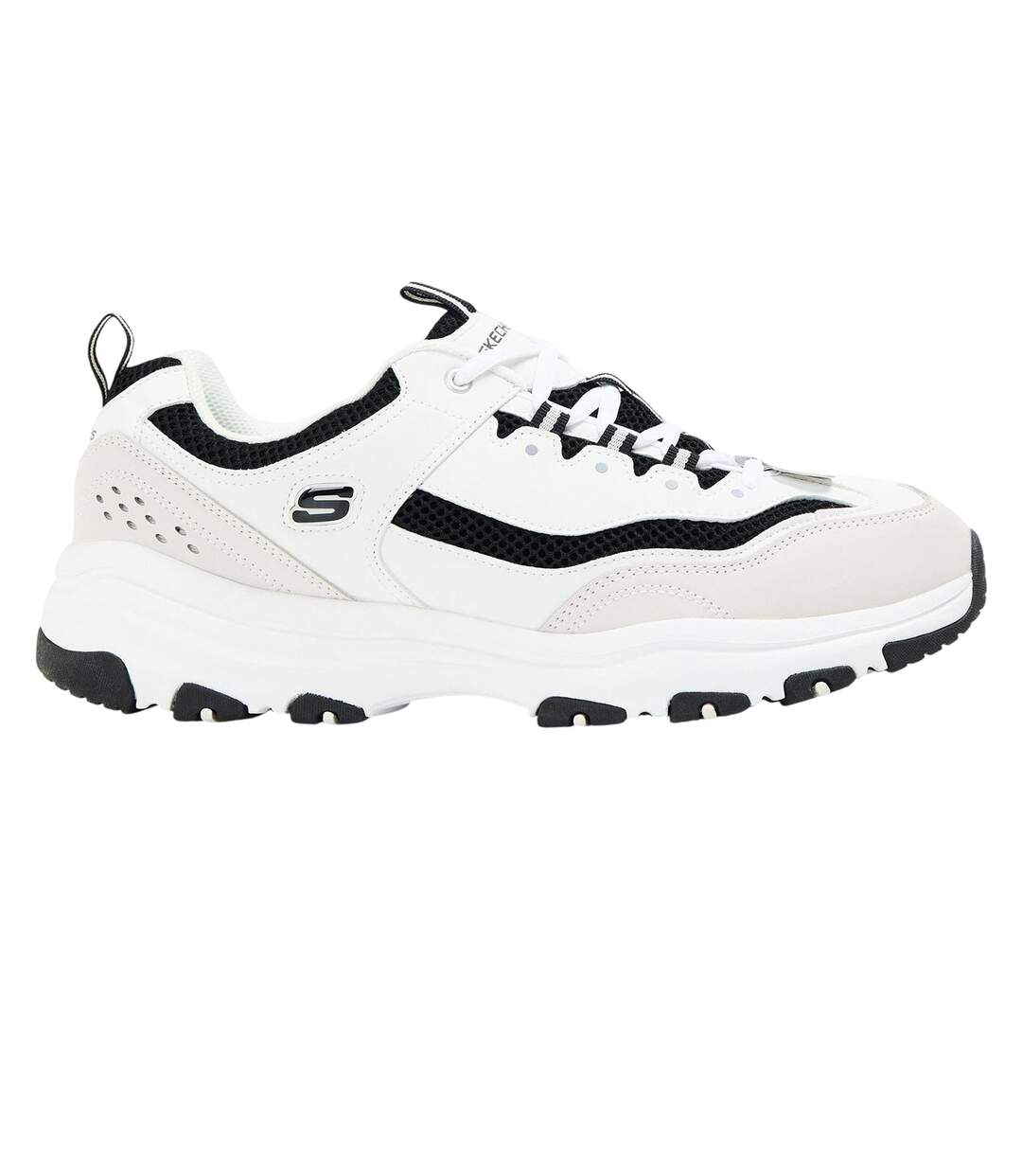 Mens Logo Low Cut Flat Trainers White Black Skechers-1