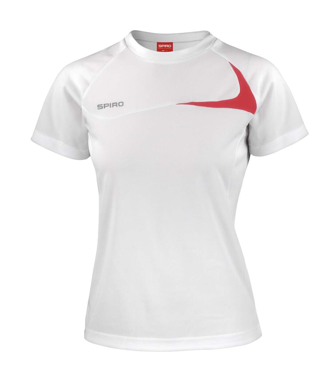 T-shirt sport femme blanc/rouge Spiro-1