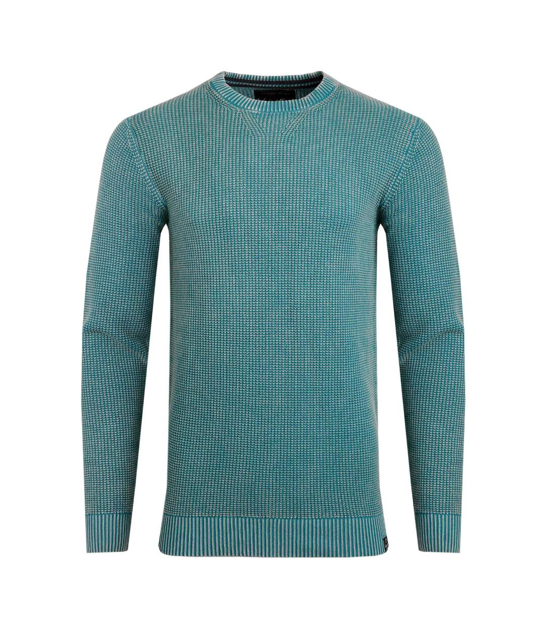 Mens easton waffle crew neck jumper ensign blue Weird Fish-1