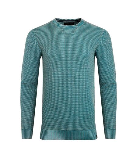 Mens easton waffle crew neck jumper ensign blue Weird Fish