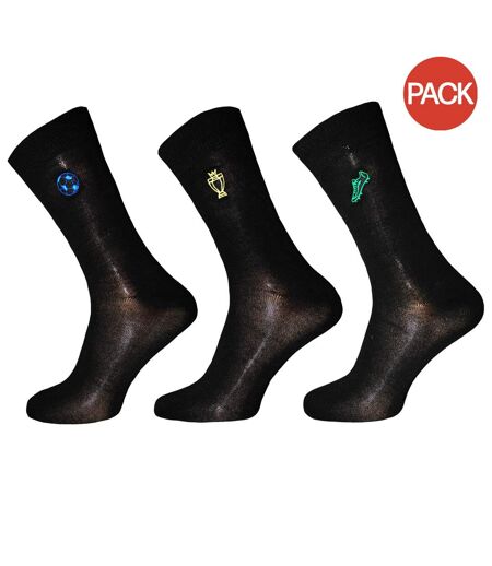 Pack of 3  Mens bamboo socks  black Pandastick