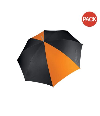 Lot de 2  Parapluie canne à ouverture automatique adulte unisexe taille unique noir/orange Kimood