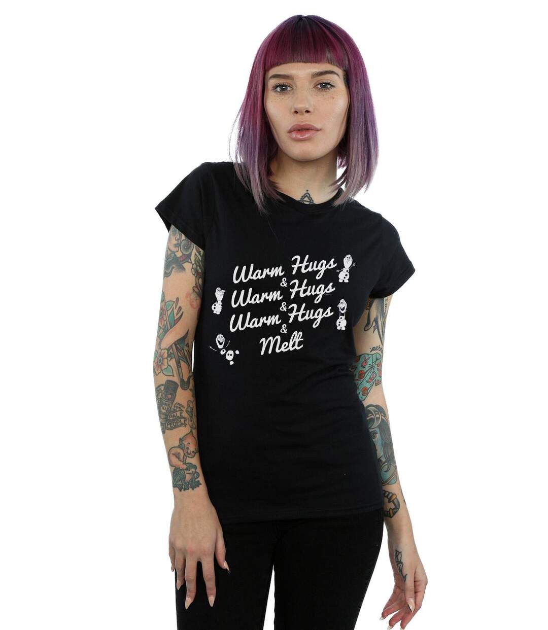 Disney Femmes/Les femmes Frozen 2 Olaf Warm Hugs And Melt - T-shirt en coton (Noir) - UTBI21653-2