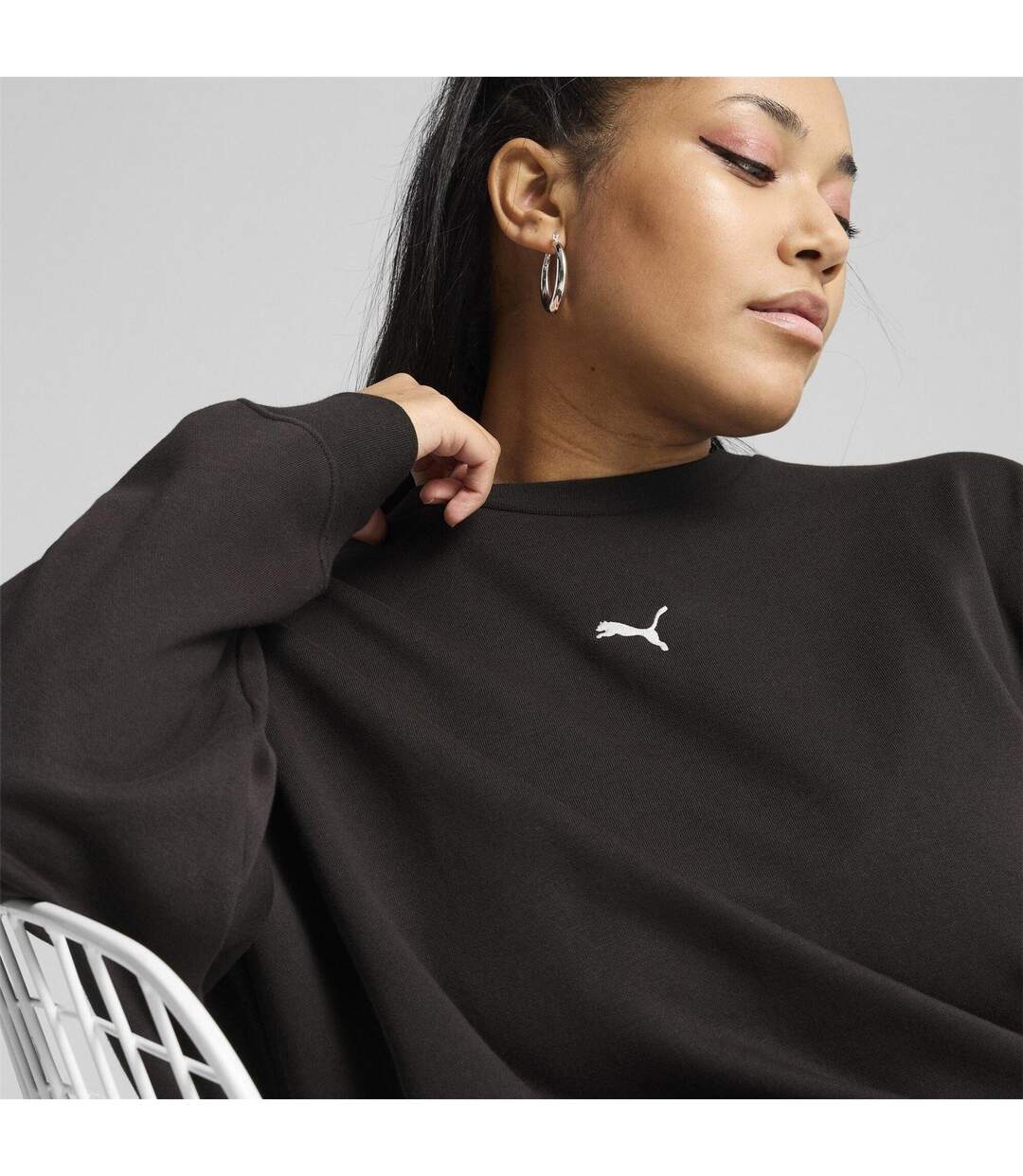 Womens/ladies Oversized Sweatshirt Black Puma-4