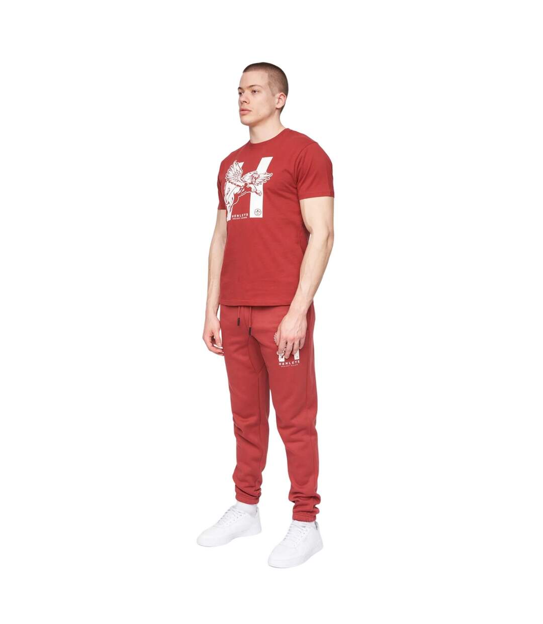 T-shirt curveball homme rouge foncé Henleys-3