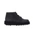 Womens/ladies Kick Hi Glitter Leather Stack Heel Boots Black Kickers-4