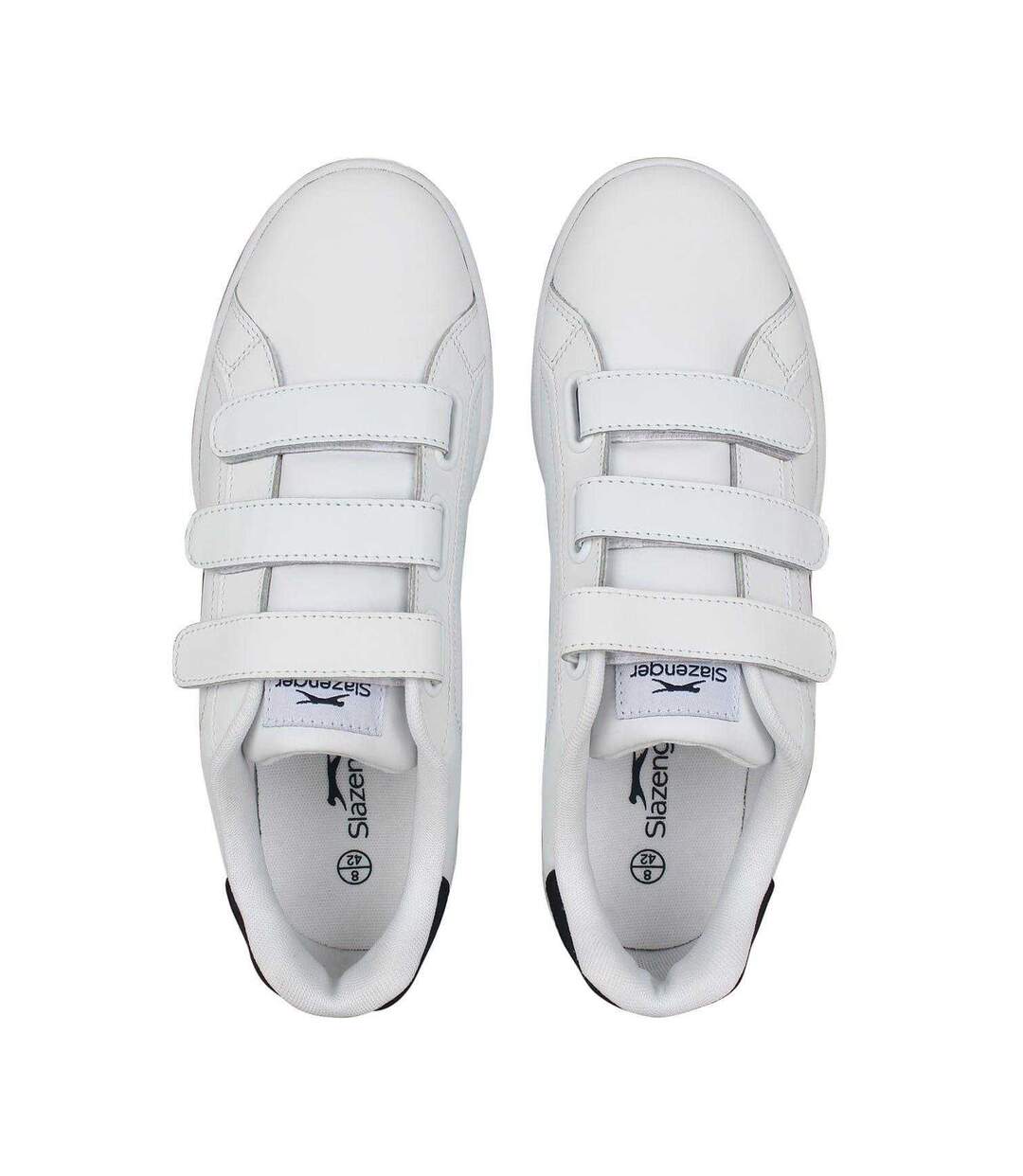 Mens 3 Touch Fastening Strap Trainers White Navy Slazenger-4
