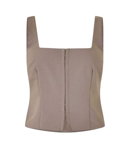 Womens/ladies Pinstripe Square Neck Sleeveless Blouse Taupe Jack Wills